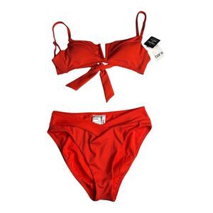 Sexy Underwired V-Bar Bikini Women Swimwear‎ Orange Two-pieces Bikini Se…